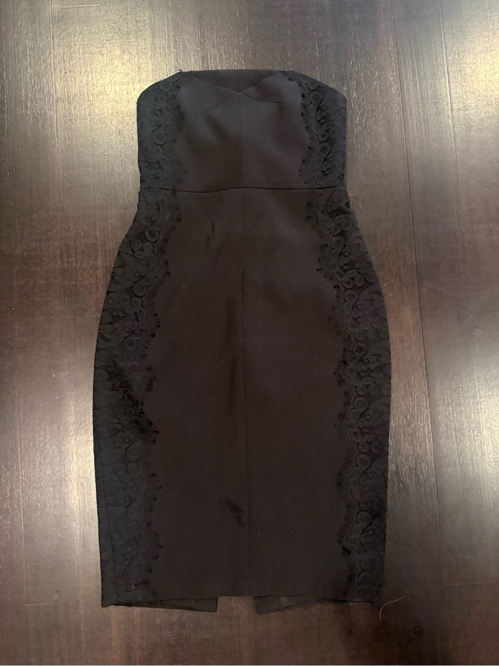 Whistles Strapless Black Lace-Trim Bodycon Dress with pockets size 6